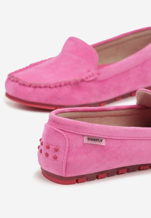 Born2be - Różowe Casualowe Mokasyny Follasea. Okazja: na co dzień. Nosek buta: okrągły. Kolor: różowy. Obcas: na obcasie. Styl: casual. Wysokość obcasa: niski
