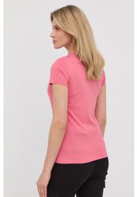 Morgan t-shirt damski kolor różowy. Kolor: różowy. Materiał: bawełna, dzianina. Długość rękawa: krótki rękaw. Długość: krótkie. Wzór: nadruk #5
