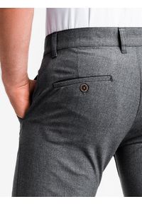 Ombre Clothing - Spodnie męskie chino P832 - szare - XL. Kolor: szary. Materiał: tkanina, poliester, elastan, wiskoza. Styl: elegancki, klasyczny #4