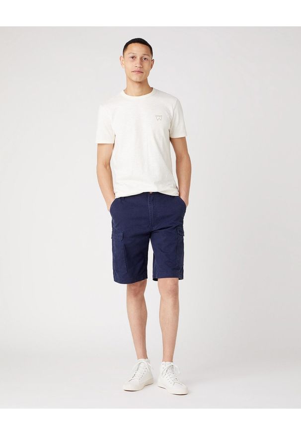Wrangler - MĘSKIE SZORTY MATERIAŁOWE WRANGLER CASEY CARGO SHORTS LAKEPORT BLUE W1C350B08 112127695. Materiał: materiał