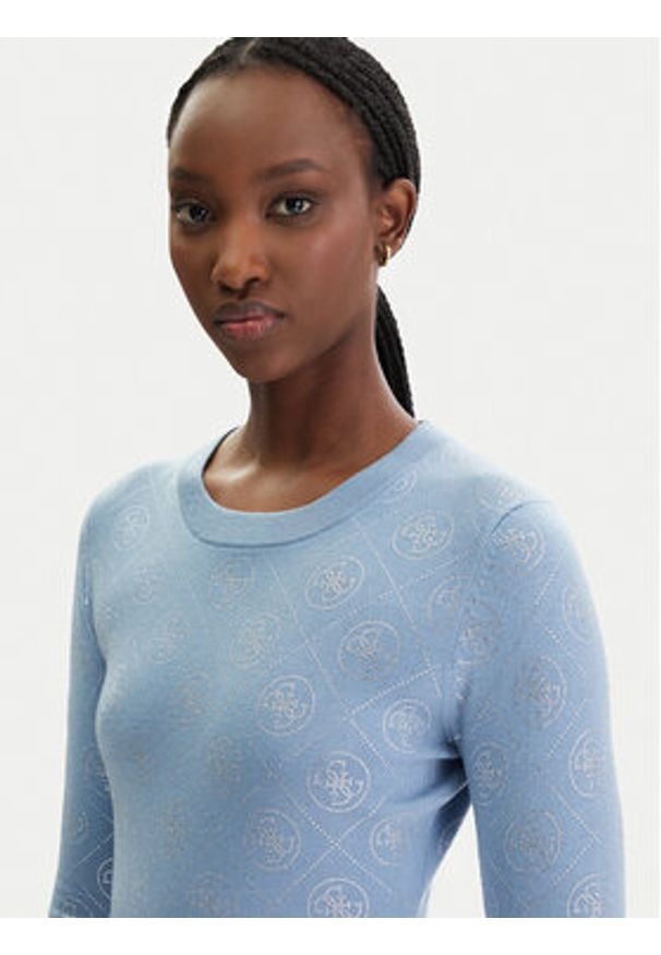 Guess Sweter W6RR66 Z3JD2 Błękitny Regular Fit. Kolor: niebieski. Materiał: syntetyk