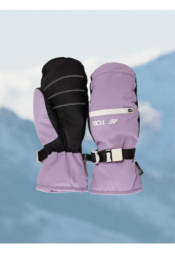 4f - 4F Rękawiczki snowboardowe Thinsulate membrana 15000 damskie - fioletowe S. Kolor: fioletowy. Materiał: materiał. Technologia: Thinsulate. Sezon: zima. Sport: snowboard