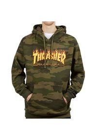 Bluza z kapturem Thrasher Flame Logo Hoodie Camo. Typ kołnierza: kaptur. Kolor: zielony. Sport: koszykówka