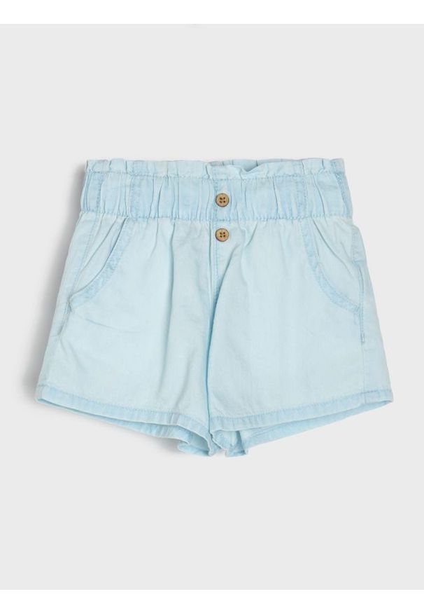 Sinsay - Szorty jeansowe paperbag - niebieski. Kolor: niebieski. Materiał: jeans