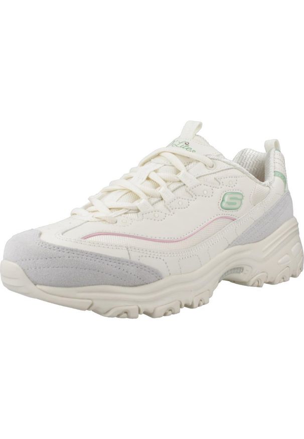 skechers - Buty do chodzenia damskie Skechers D'lites. Zapięcie: sznurówki. Kolor: biały. Materiał: tkanina, skóra, materiał. Szerokość cholewki: normalna. Model: Skechers Sport. Sport: turystyka piesza