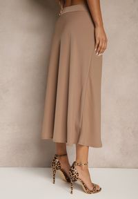 Renee - Brązowa Casualowa Rozkloszowana Spódnica Dorilena. Okazja: na co dzień. Kolor: brązowy. Materiał: tkanina. Styl: casual #2