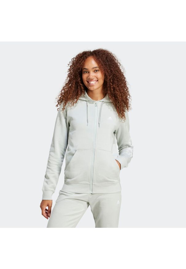 Adidas - Bluza na zamek damska ADIDAS Gym & Pilates. Kolor: szary. Materiał: włókno, bawełna. Sport: joga i pilates