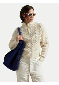 Polo Ralph Lauren Sweter 211972130003 Écru Relaxed Fit. Typ kołnierza: polo. Materiał: wełna
