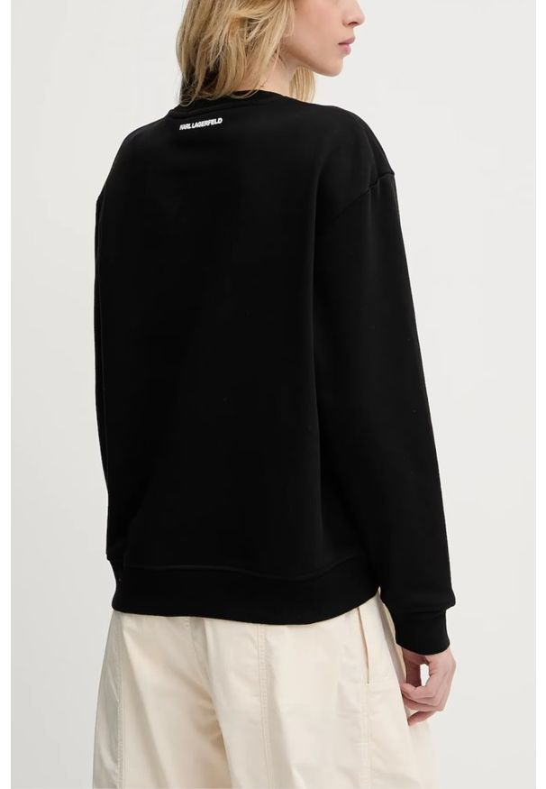 Karl Lagerfeld - KARL LAGERFELD Czarna damska bluza Ikon Duo, Rozmiar XS. Kolor: czarny. Materiał: bawełna. Wzór: nadruk