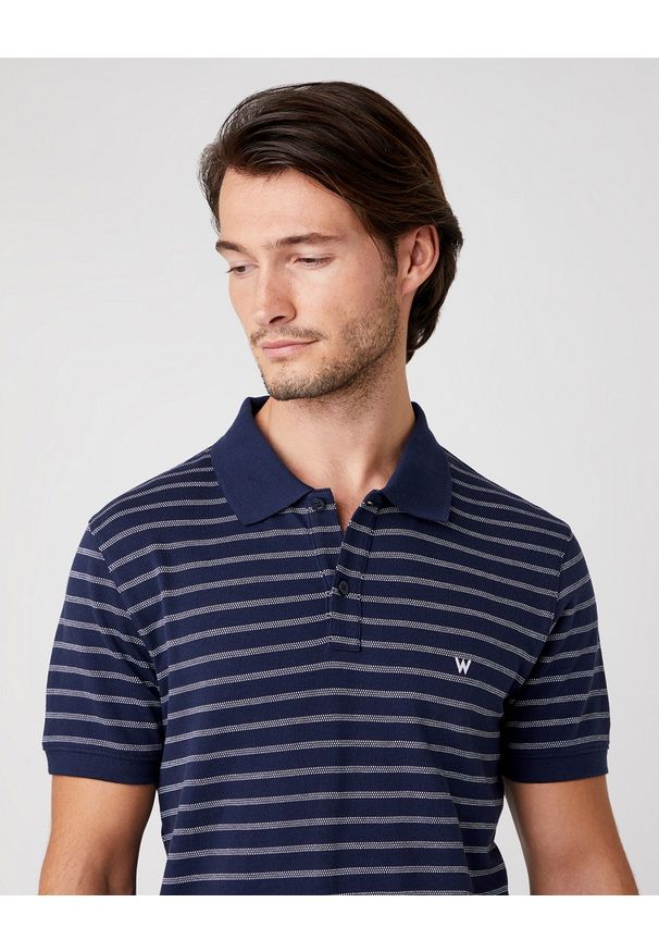 Wrangler - MĘSKIE POLO WRANGLER SS YD STRIPE POLO NAVY W7ALKD114 112131349. Typ kołnierza: polo