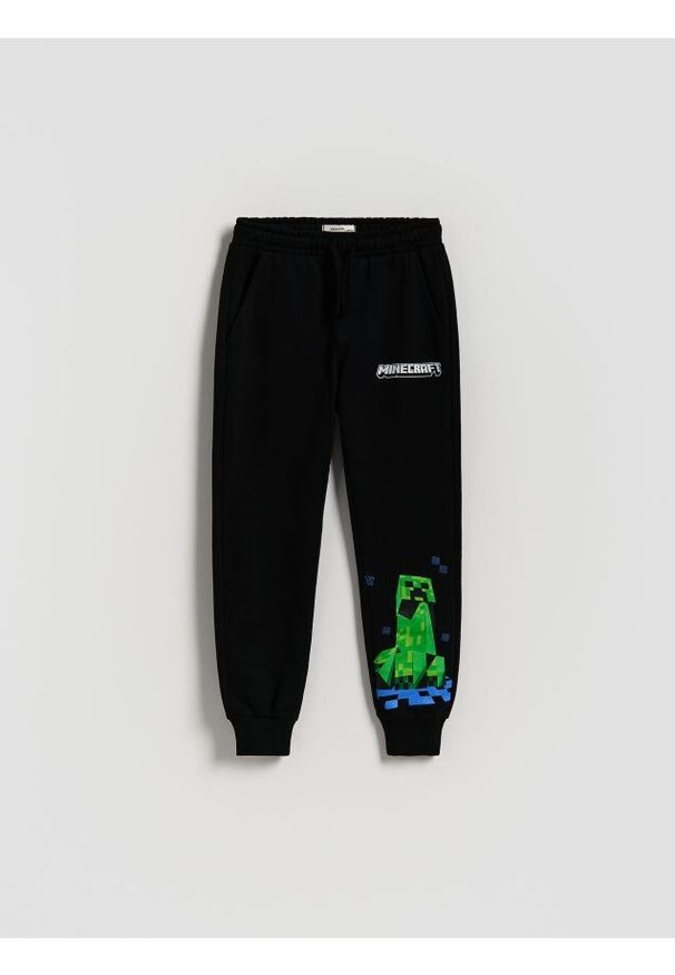 Reserved - Spodnie Minecraft - czarny. Kolor: czarny. Materiał: dzianina, bawełna