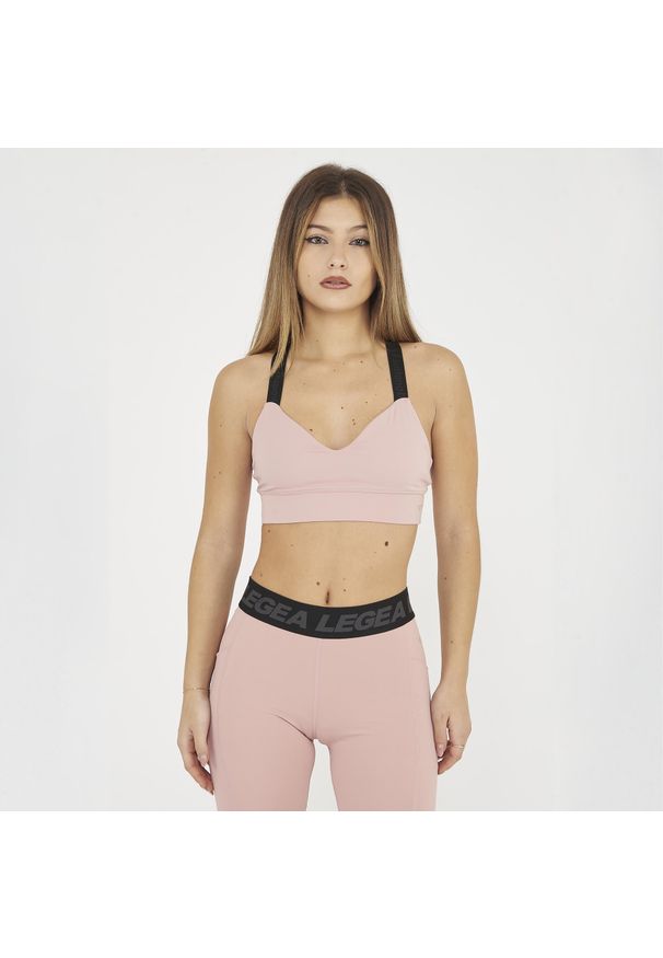 LEGEA - Crop top do treningu DESPINA. Kolor: różowy, wielokolorowy, czarny. Materiał: nylon, elastan. Sport: fitness
