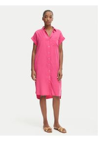Iconique Sukienka koszulowa Quinn IC26-060 Różowy ciemny Relaxed Fit. Kolor: różowy. Materiał: lyocell. Typ sukienki: koszulowe #1