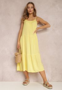 Renee - Żółta Sukienka Ganysius. Kolor: żółty. Długość rękawa: na ramiączkach. Wzór: jednolity. Sezon: lato. Typ sukienki: rozkloszowane. Długość: midi #2