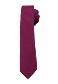 Alties - Bordowy Elegancki Krawat (Śledź) Męski -ALTIES- 5 cm, Wąski, w Paski, Jednokolorowy. Kolor: czerwony. Materiał: tkanina. Wzór: prążki, paski. Styl: elegancki #1