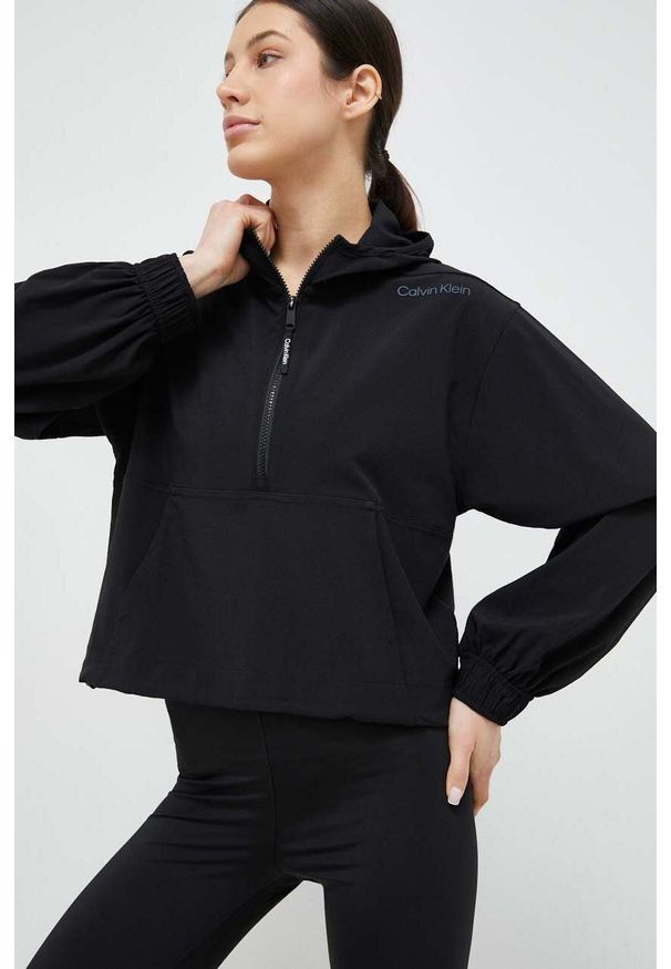 Calvin Klein Performance bluza treningowa Essentials kolor czarny z kapturem gładka. Typ kołnierza: kaptur. Kolor: czarny. Materiał: materiał. Długość: krótkie. Wzór: gładki