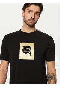 Karl Lagerfeld - KARL LAGERFELD T-Shirt 755460 551235 Czarny Regular Fit. Typ kołnierza: dekolt w karo. Kolor: czarny. Materiał: bawełna