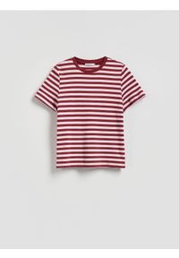 Reserved - T-shirt z bawełny merceryzowanej - pastelowy róż. Kolor: różowy. Materiał: bawełna