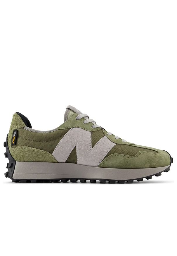 Buty New Balance U327OB - zielone. Okazja: na co dzień. Zapięcie: sznurówki. Kolor: zielony. Materiał: guma, skóra, tkanina. Szerokość cholewki: normalna