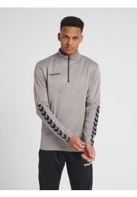 Bluza Hummel demi-zip hmlAUTHENTIC. Kolor: szary. Materiał: materiał. Sport: fitness, piłka nożna