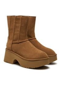 Ugg Botki W Classic Twin Seam New Heights 1158313 Brązowy. Kolor: brązowy. Materiał: skóra