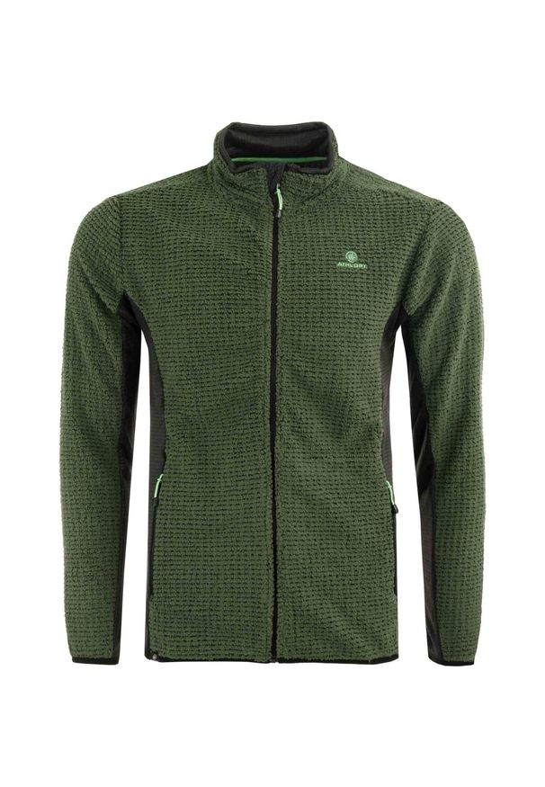 MEN'S HEALTH - Męska bluza Athl DPT z polaru z kapturem, szaro-zielona. Typ kołnierza: kaptur. Kolor: zielony, czarny, wielokolorowy. Materiał: polar, poliester, dzianina