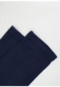 Chiao - Granatowe Eleganckie, Męskie Spodnie, 100% BAWEŁNA -CHIAO- Chinosy, z Mankietami. Kolor: niebieski. Materiał: bawełna. Styl: elegancki