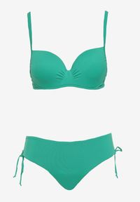 Born2be - Zielone Bikini Dwuczęściowe Usztywniany Biustonosz na Cienkich Ramiączkach Majtki Figi Ściągane Troczkiem Joans. Kolor: zielony #4