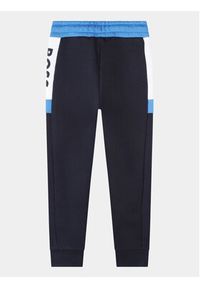 BOSS - Boss Spodnie dresowe J24861 D Granatowy Regular Fit. Kolor: niebieski. Materiał: bawełna