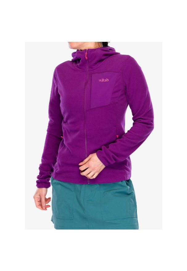 Bluza z kapturem damska Rab Tecton Hoody. Typ kołnierza: kaptur. Kolor: fioletowy