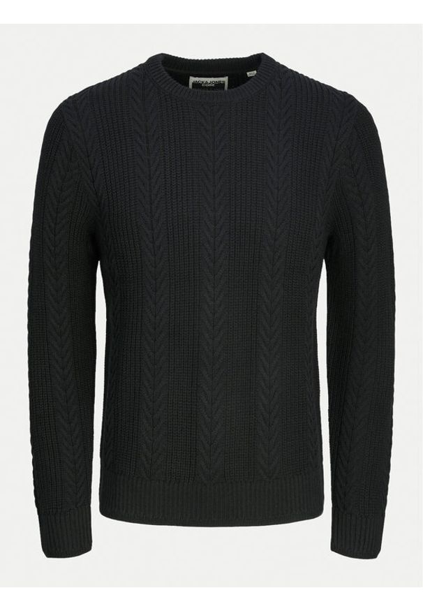 Jack & Jones - Jack&Jones Sweter 12261436 Czarny Regular Fit. Kolor: czarny. Materiał: bawełna