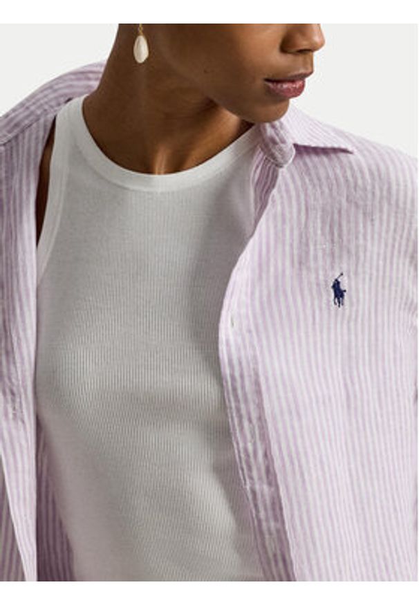 Polo Ralph Lauren Koszula 211A96158006 Fioletowy Classic Fit. Typ kołnierza: polo. Kolor: fioletowy. Materiał: len