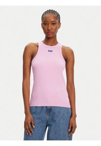 Hugo - HUGO Top 50508857 Różowy Slim Fit. Kolor: różowy. Materiał: bawełna