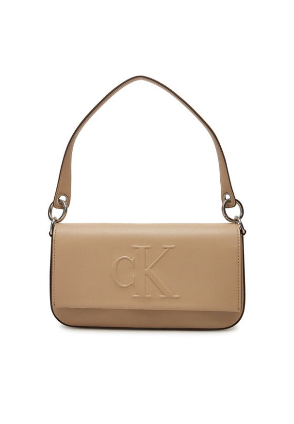 Calvin Klein Jeans Torebka Sculpted Flap Shoulder Pouch25 LV04K3148G Beżowy. Kolor: beżowy. Materiał: skórzane