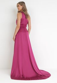 Born2be - Fioletowa Asymetryczna Sukienka na Jedno Ramię z Kopertowym Dołem Emmellis. Kolor: fioletowy. Typ sukienki: kopertowe, asymetryczne #4