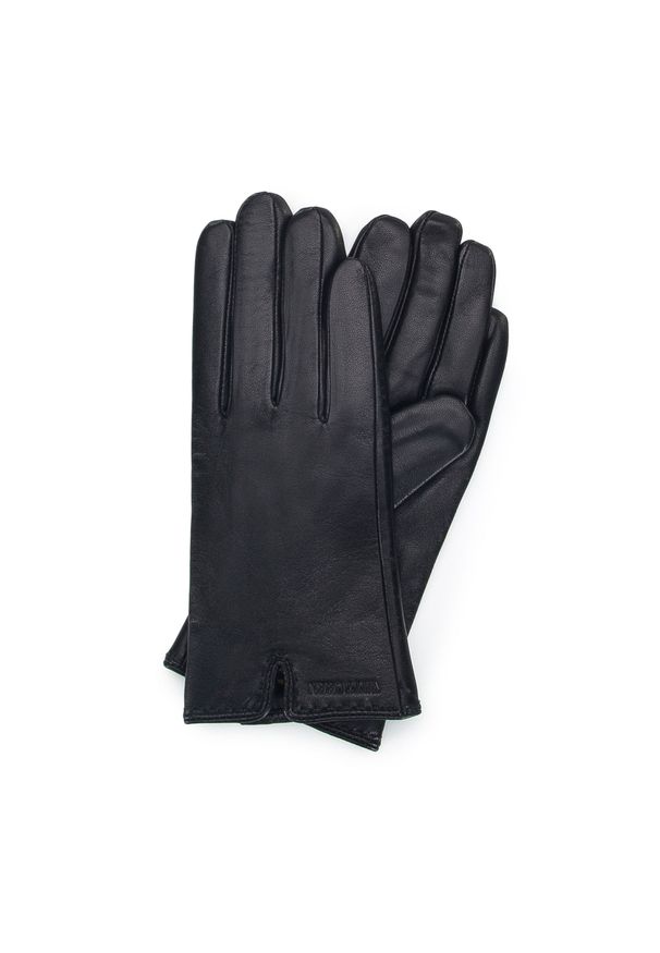 Wittchen - Damskie rękawiczki ze skóry z wycięciem czarne. Kolor: czarny. Materiał: skóra. Styl: klasyczny, elegancki