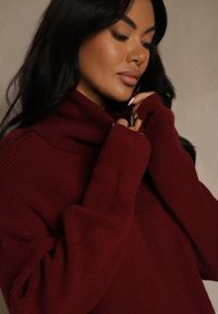 Renee - Bordowy Golf z Domieszką Wiskozy i Kaszmiru Azivara. Okazja: na co dzień. Typ kołnierza: golf. Kolor: czerwony. Materiał: wiskoza, kaszmir. Wzór: aplikacja. Styl: elegancki, casual #4