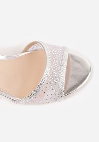Born2be - Srebrne Eleganckie Sandały VICES na Szpilce z Transparentną Cholewką i Cyrkoniami Arteina. Zapięcie: sprzączka. Kolor: srebrny. Wzór: aplikacja. Obcas: na szpilce. Styl: elegancki #2