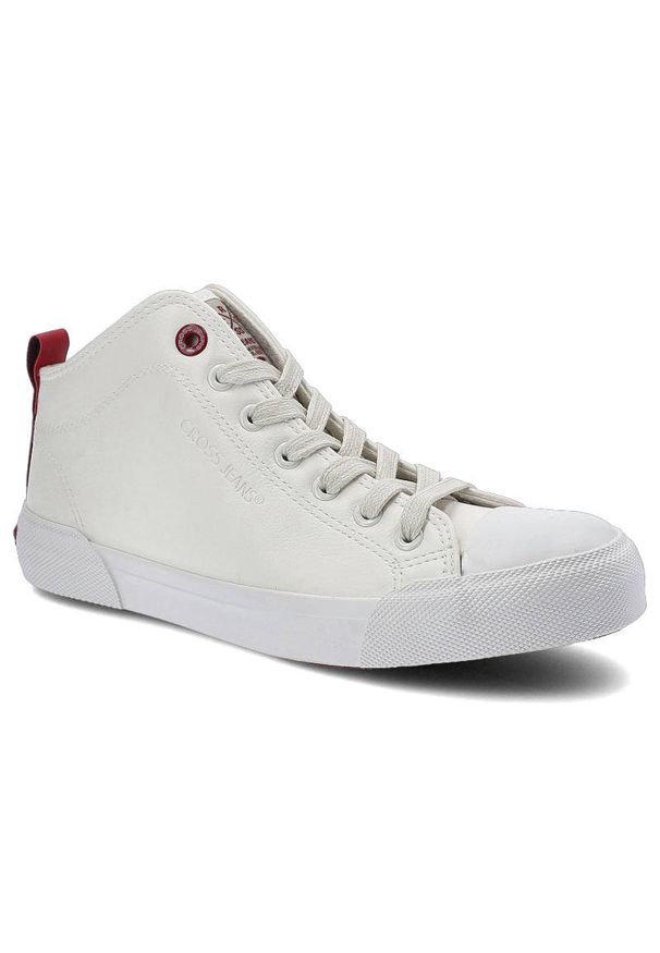 Białe Trampki Cross Jeans Damskie Stylowe Buty. Kolor: biały. Materiał: materiał, skóra ekologiczna. Szerokość cholewki: normalna. Wzór: aplikacja, jednolity. Styl: elegancki