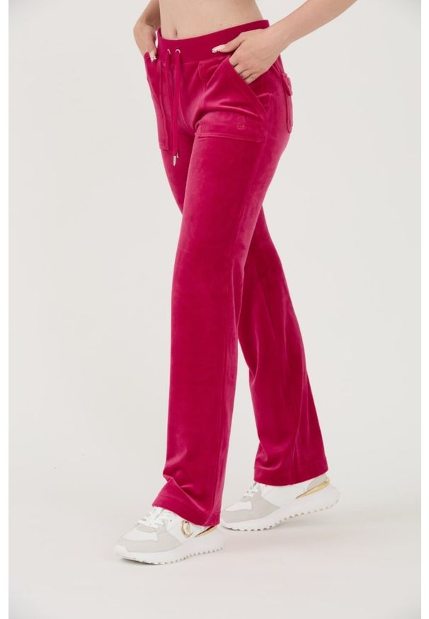 Juicy Couture - JUICY COUTURE Czerwone damskie spodnie dresowe Del Ray Pocketed Pant, Rozmiar S. Kolor: czerwony. Materiał: dresówka