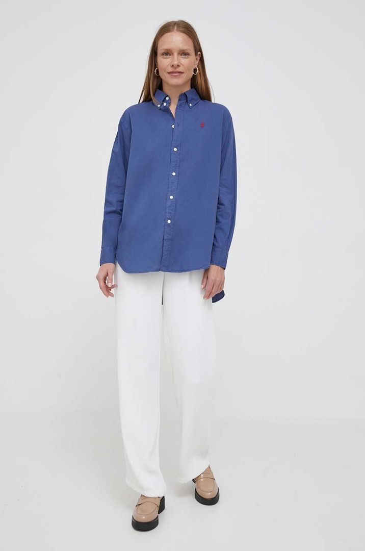 Niebieska koszula Polo Ralph Lauren polo, długa, klasyczna