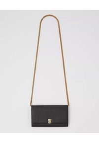 Burberry - BURBERRY - Skórzana torebka z logo. Kolor: czarny. Materiał: skóra. Wzór: aplikacja #4