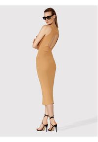 Simple Sukienka letnia SUD012 Brązowy Slim Fit. Kolor: brązowy. Materiał: syntetyk, wiskoza. Sezon: lato #5