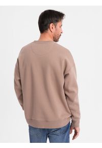 Ombre Clothing - Klasyczna dresowa bluza unisex z okrągłym dekoltem – brązowa V16 OU-SNBC-0104 - XL/XXL. Kolor: brązowy. Materiał: dresówka. Wzór: aplikacja. Styl: klasyczny #6