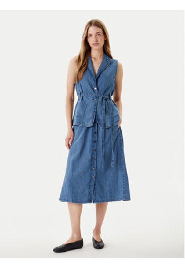 United Colors of Benetton - United Colors Of Benetton Kamizelka 2KOWDJ00Z Niebieski Regular Fit. Kolor: niebieski. Materiał: jeans