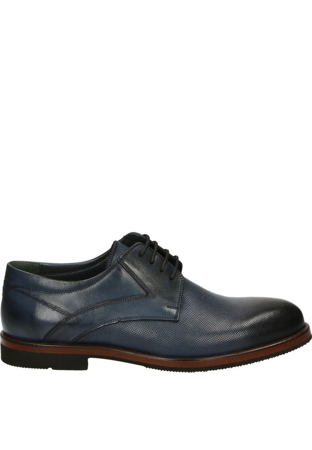 Venezia - GRANATOWE PÓŁBUTY MĘSKIE 583175 NAVY BLUE. Kolor: niebieski. Materiał: skóra, syntetyk