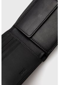 BOSS portfel skórzany + brelok męski kolor czarny. Kolor: czarny. Materiał: skóra