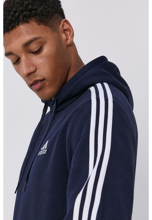 Adidas - adidas - Bluza. Kolor: niebieski. Materiał: dzianina, poliester. Wzór: gładki