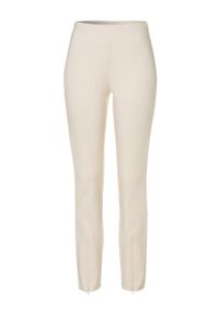 IVY & OAK - Ivy Oak Spodnie damskie kolor kremowy proste high waist. Okazja: na co dzień. Stan: podwyższony. Kolor: beżowy. Materiał: materiał. Styl: casual #4