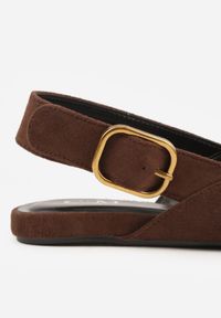 Born2be - Brązowe Sandały z Ozdobnym Wycięciem i Odkrytą Piętą Naitheis. Zapięcie: klamry. Kolor: brązowy. Materiał: jeans. Styl: elegancki #5